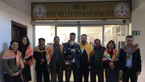 Milas Yörük Türkmen Kültür Derneği Başkanı Sayın Mevlüt KİRİŞ ve yönetim kurulu üyeleri İlçe Milli Eğitim Müdürümüz Sayın İsa Bal´ı makamında ziyaret ettiler.